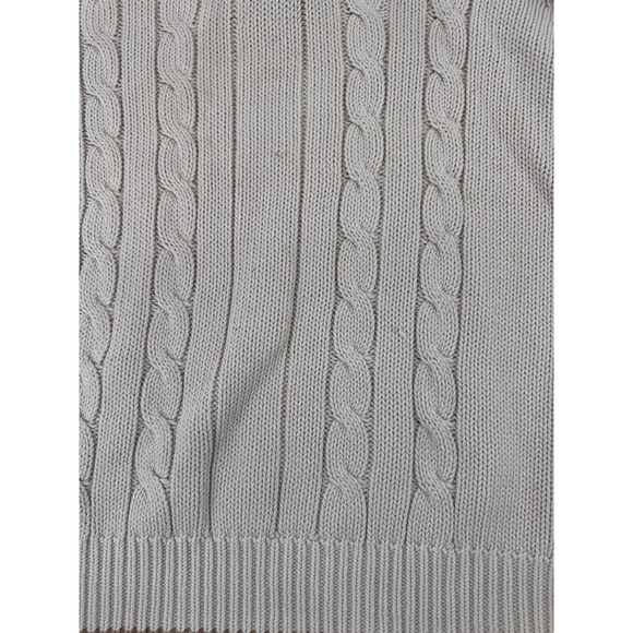 Eddie Bauer Fishermans Sweater Large Mens‎ Cable Knit Mock Neck Button Beige - Picture 3 of 15